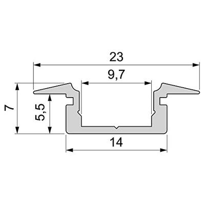 Deko Light 975003 ET-01-08 T-profiel Aluminium (b x h x d) 23 x 7 x 2000 mm 2 m