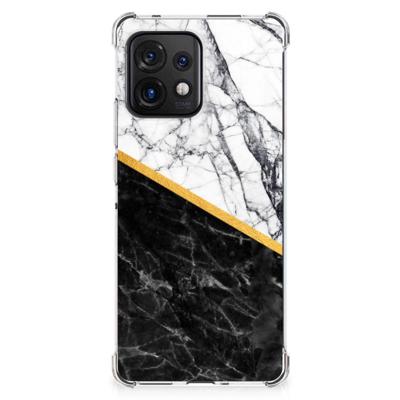 Motorola Edge 40 Pro Anti-Shock Hoesje Marmer Wit Zwart - Origineel Cadeau Man Motorola Edge 40 Pro Anti-Shock Hoesje Marmer Wit Zwart - Origineel Cadeau Man