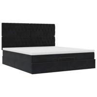 Ottoman bed met matrassen en LED's 180x200cm fluweel zwart - thumbnail
