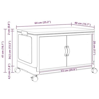 VidaXL Opbergbox stapelbaar met wielen 75 l 64x40x41 cm
