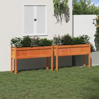 Plantenbakken met poten 2 st cm massief grenenhout waxbruin - thumbnail