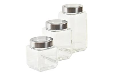 Set van 3 Potjes DKD Home Decor 750 ml 8,5 x 8,5 x 18 cm