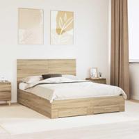 Bedframe met hoofdeinde Sonoma Eiken 150 x 200 cm Bewerkt hout - thumbnail