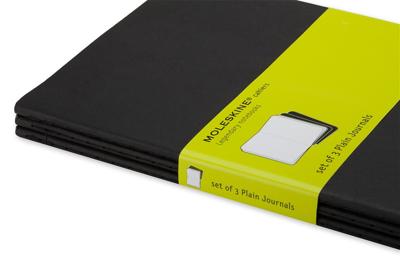Schrift moleskine 90x140mm blc 240pag zwart 3st