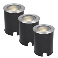 Set van 3 Lilly LED Grondspots - Dimbaar - Kantelbaar - GU10 - 4000K neutraal wit - 4 Watt 345 Lumen - Rond - IK10 - RVS - IP67 waterdicht - thumbnail