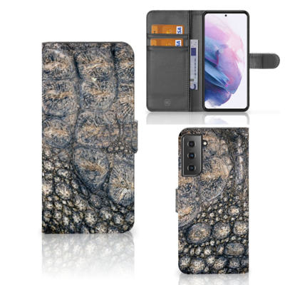 Samsung Galaxy S21 Plus | Telefoonhoesje | Met pasjeshouder | Krokodillenprint