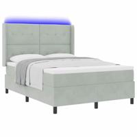 Boxspringbed met hoofdeinde Lichtgrijs 140 x 190 cm Fluweel - thumbnail