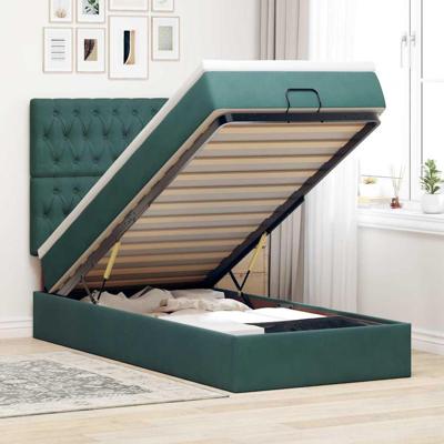 Ottoman bed met matrassen en LED's 80x200cm fluweel donkergroen