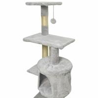 PALOMA Grijze kattenboom 40 x 40 x 114 cm - 3 platforms, 1 touw, 1 nis, krabpalen - thumbnail