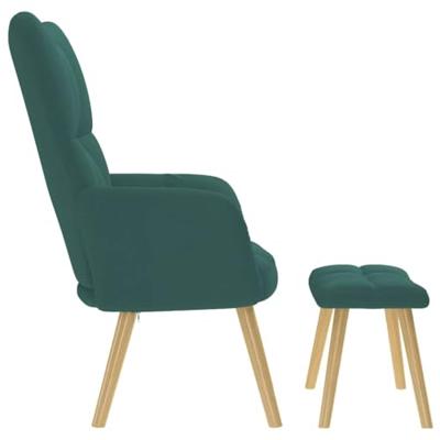 Relaxstoel met voetenbank stof donkergroen