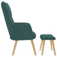 Relaxstoel met voetenbank stof donkergroen - thumbnail