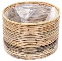 Rotan Cilinder plantenmand grijs 30x30cm - thumbnail
