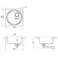 Gootsteen met overloopgat graniet zwart - thumbnail