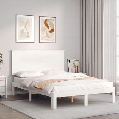 Bedframe zonder matras massief grenenhout wit 120x200 cm