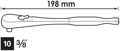 Vigor V4945-S Omschakelratel 3/8 (10 mm) 198 mm