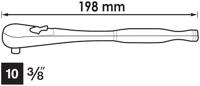 Vigor V4945-S Omschakelratel 3/8 (10 mm) 198 mm - thumbnail