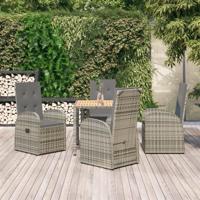 5-delige Tuinset met kussens poly rattan grijs - thumbnail
