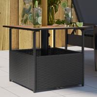 Tuintafel met parasolgat 55x55x46,5 cm poly rattan zwart - thumbnail