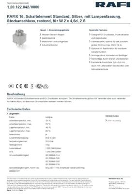 RAFI 1.20.122.042/0000 Schakelelement 2x NO Continu 250 V 1 stuk(s)