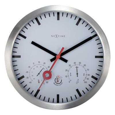 NeXtime NE-4307ST Buitenweerstationklok 35CM Aluminium-Wit Clematis NeXtime NE-4307ST Buitenweerstationklok 35CM Aluminium-Wit Clematis