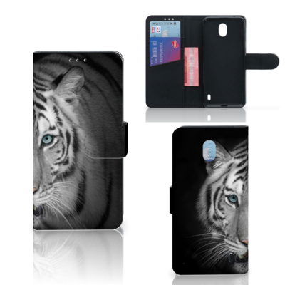 Nokia 1 Plus | Telefoonhoesje | Met pasjeshouder | Tijger
