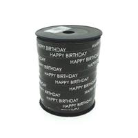 Krullint Paperlook 10mm x 250 meter kleur 02 zwart happy birthday - thumbnail