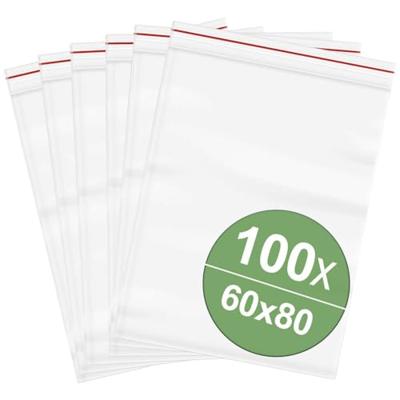 Hersluitbare zak zonder etiketstrook (b x h) 60 mm x 80 mm Transparant Polyethyleen Hersluitbare zak zonder etiketstrook (b x h) 60 mm x 80 mm Transparant Polyethyleen