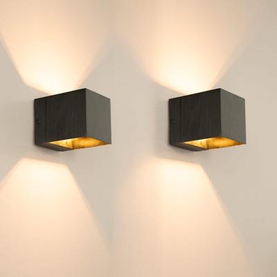 2x Fornax notte nera by LUSENZ - Kubusvormige up and down wandlamp met een geborstelde zwarte coating