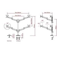 SpeaKa Professional SP-1624824 Swivel 4 fach Monitor-tafelbeugel 4-voudig 25,4 cm (10) - 68,6 cm (27) Zilver-zwart In hoogte verstelbaar, Kantelbaar, - thumbnail