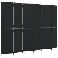 Kamerscherm 6 panelen poly rattan zwart - thumbnail