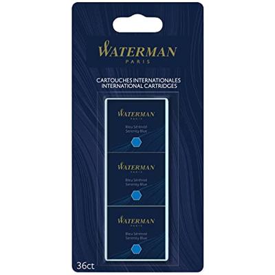 Waterman inktpatronen Standard, blauw (Serenity), blister van 36 stuks