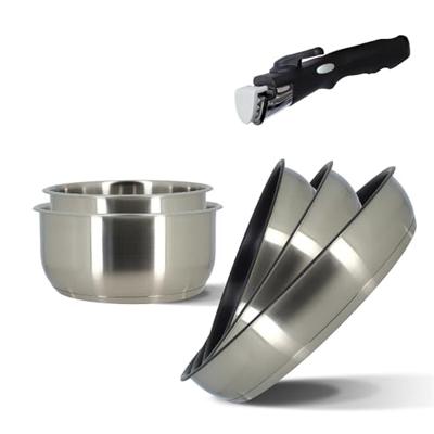 Kookgereiset - Inductie - MENASTYL - 7930018 - Roestvrij staal - 6-delig - Afneembare handgreep - Grijs