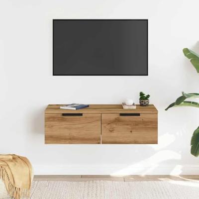 Wandkast 68x30x20 cm bewerkt hout artisanaal eikenkleurig