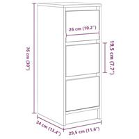 Dressoir 29,5x34x76 cm bewerkt hout gerookt eikenkleurig - thumbnail