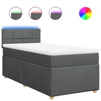Boxspring met matras stof donkergrijs 90x190 cm - thumbnail