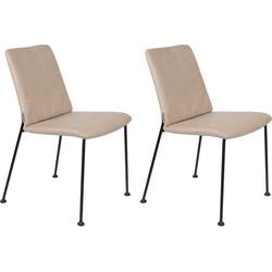Tweedekansje Zuiver Fab stoel gestoffeerd beige - Set van 2