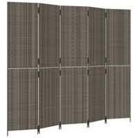 Kamerscherm 5 panelen poly rattan grijs - thumbnail