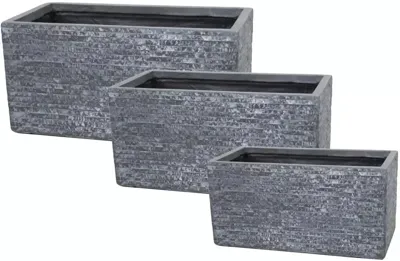 Mcollections Terrasafscheiding Plantenbak Utah - 60 x 30 x 30 cm - Clayfibre - Grafiet