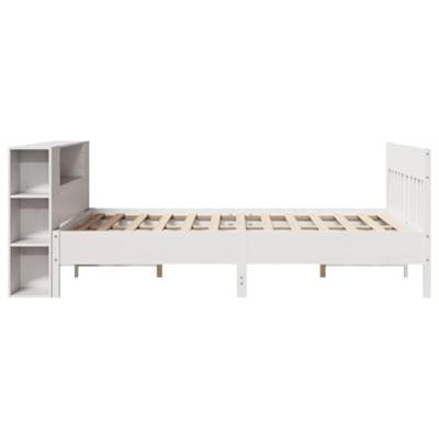 Bed met boekenkast zonder matras grenenhout wit 160x200 cm