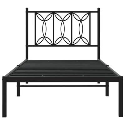Bedframe met hoofdbord metaal zwart 75x190 cm