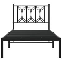 Bedframe met hoofdbord metaal zwart 90x190 cm - thumbnail