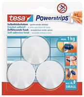 tesa POWERSTRIPS® Zelfklevende haak Small Rond Chroom (mat) Inhoud: 3 stuk(s) - thumbnail