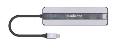 MANHATTAN 7-in-1 dockingstation USB C mannelijk naar HDMI vrouwelijk 4K30Hz 2X USB-A 5Gbps Gigabit RJ45 USB-C PD 87W kaartlezer