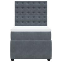 Boxspring met matras fluweel donkergrijs 90x190 cm - thumbnail