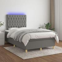 Boxspring met matras en LED stof donkergrijs 120x200 cm - thumbnail