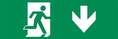 Noodverlichting richting Pijl Omlaag 300x100mm - Sticker