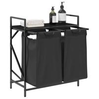 Wasmand 2 vakken met plank zwart eikenkleurig - thumbnail