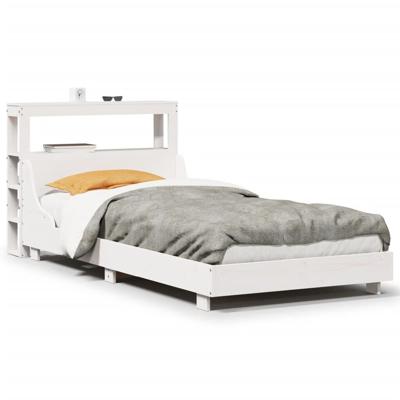 Bedframe zonder matras massief grenenhout wit 75x190 cm