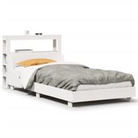 Bedframe zonder matras massief grenenhout wit 75x190 cm - thumbnail