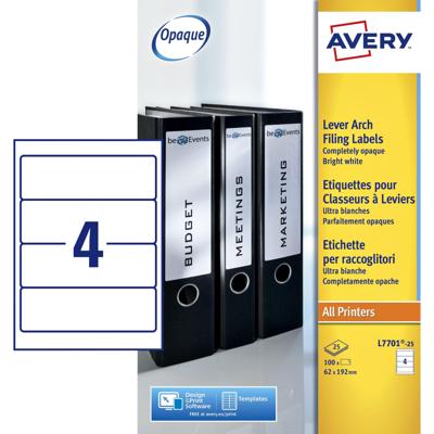 Rugetiket Avery breed 62x192mm zelfklevend wit 25 vel | 5 stuks